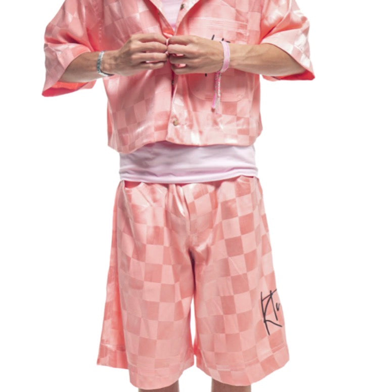 Short en Bazin couleur rose
