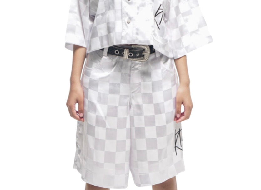 Short en Bazin blanc