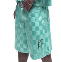 Short en Bazin couleur turquoise