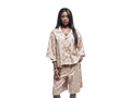 Ensemble short chemise en Bazin couleur taupe
