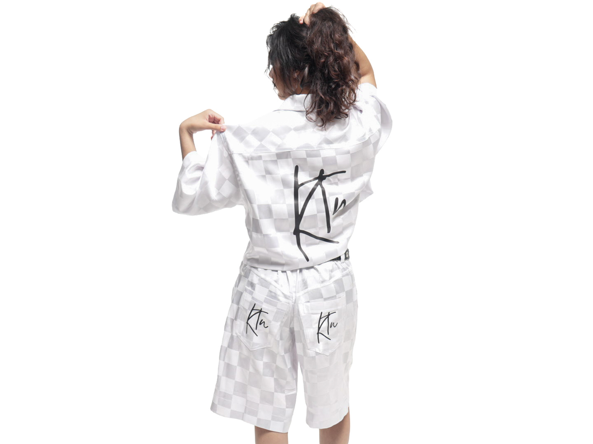 Ensemble short chemise en Bazin blanc