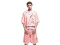 Ensemble short chemise en Bazin rose