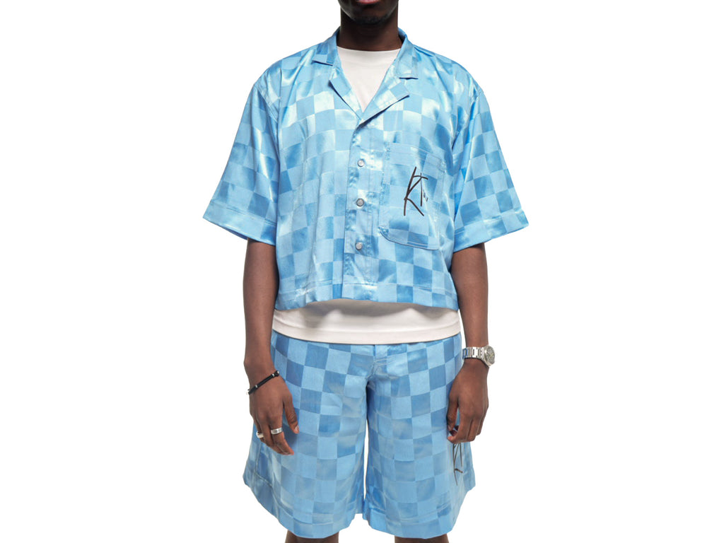 Chemise en Bazin couleur bleu claire