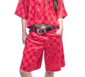 Short en Bazin couleur rouge