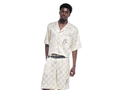 Ensemble short chemise en Bazin beige