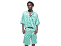 Ensemble short chemise turquoise