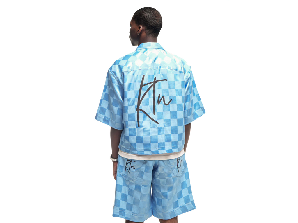 Chemise en Bazin couleur bleu claire